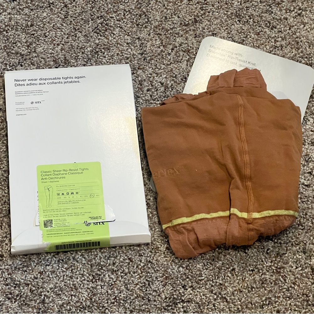 NIB Sheertex classic, sheer, rip resist tights cappuccino color 3XL
